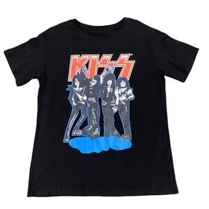 Kiss Black Graphic Short Sleeve Tee Shirt Size Large NWOT